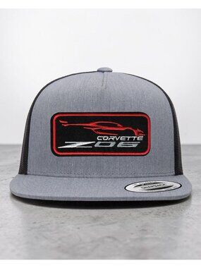 Corvette Z06 YP Classics 6006 Flat Bill Trucker Mesh Back Snapback grey/black